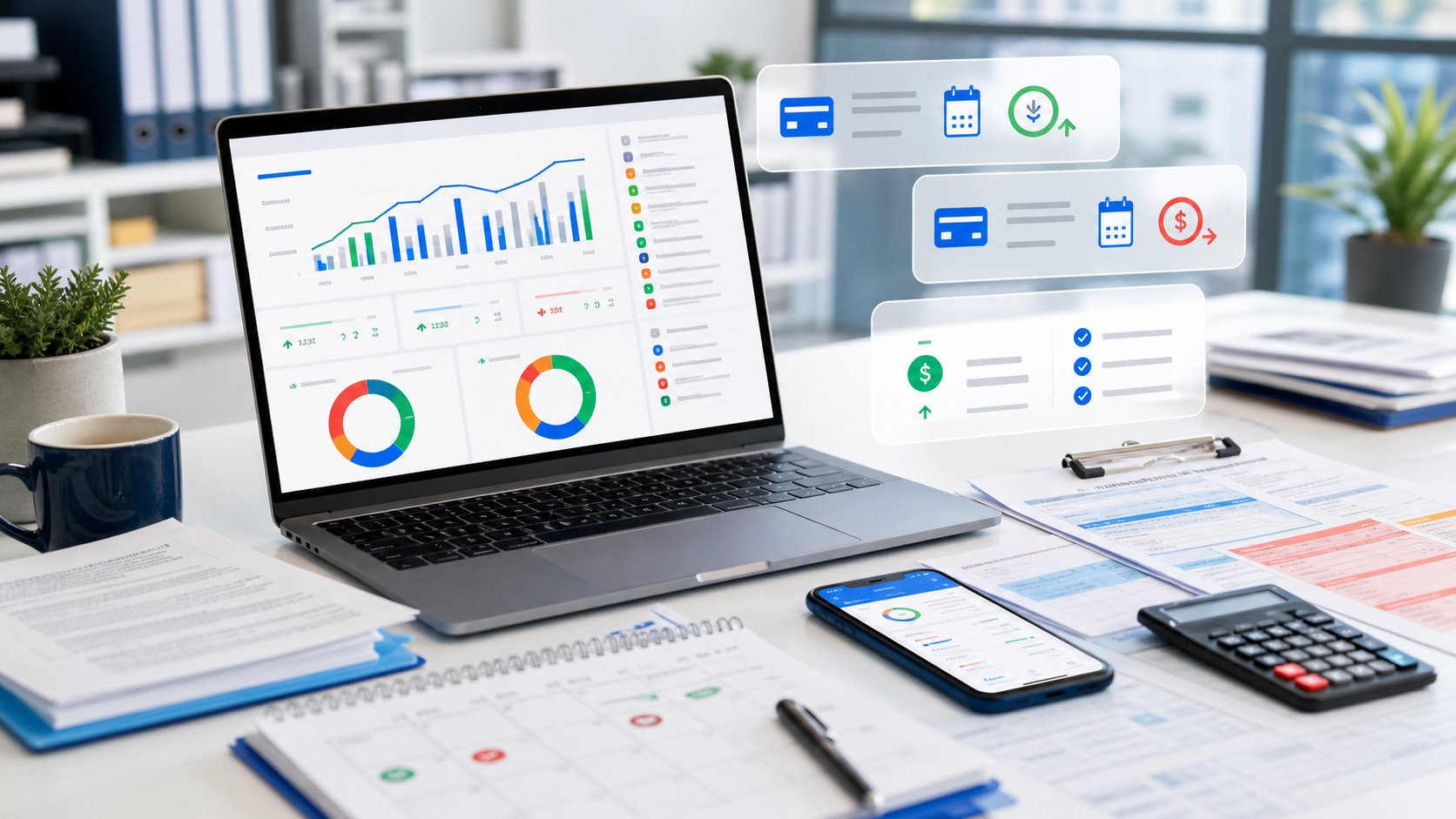Controle de contas a pagar e receber com dashboard financeiro, vencimentos e recebimentos organizados