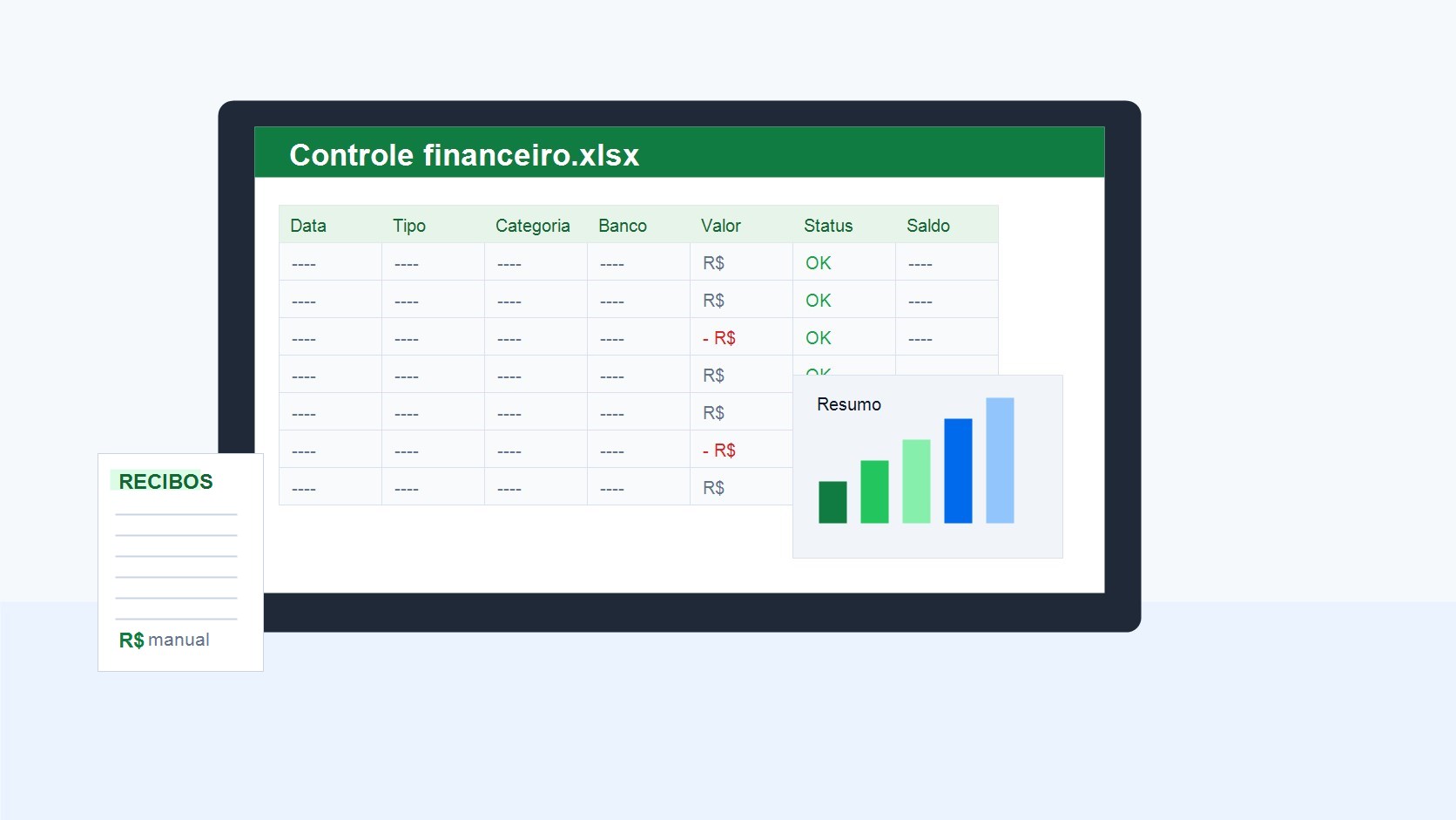 Pessoa revisando planilhas financeiras e comprovantes manualmente